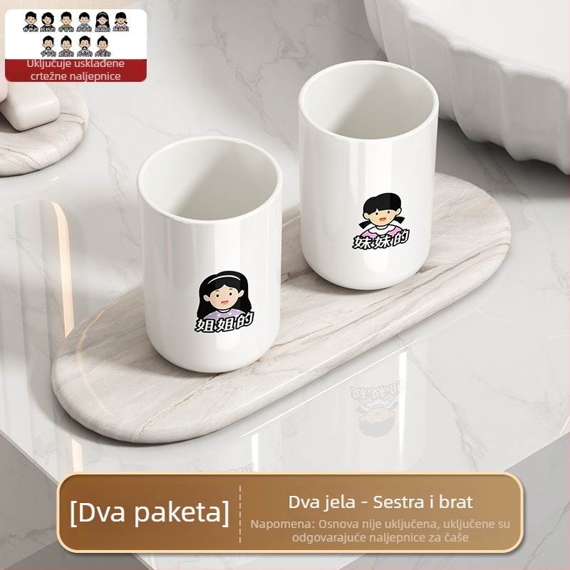 Čašica za ispiranje usta i čašica za četkicu za zube – premium plastični set za kupaonicu za kućnu upotrebu, bez logotipa, bez prilagodbe