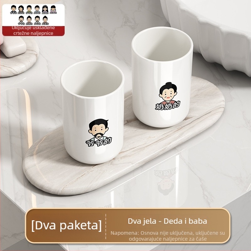 Čašica za ispiranje usta i čašica za četkicu za zube – premium plastični set za kupaonicu za kućnu upotrebu, bez logotipa, bez prilagodbe
