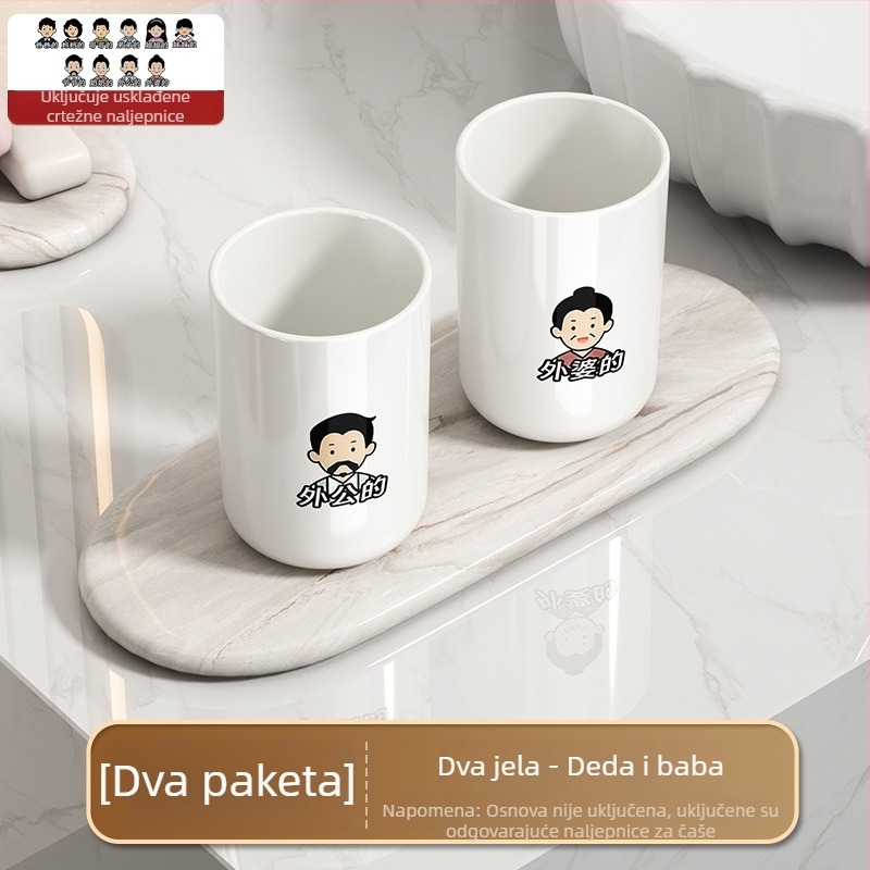 Čašica za ispiranje usta i čašica za četkicu za zube – premium plastični set za kupaonicu za kućnu upotrebu, bez logotipa, bez prilagodbe