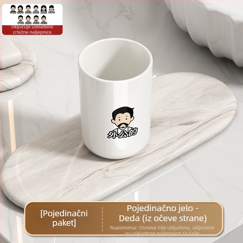 Čašica za ispiranje usta i čašica za četkicu za zube – premium plastični set za kupaonicu za kućnu upotrebu, bez logotipa, bez prilagodbe