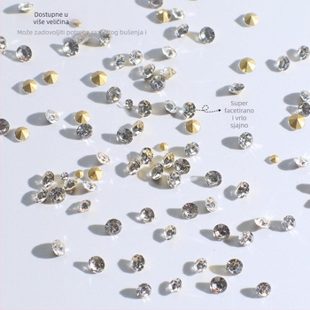 Nokti kristali – Servant A, Princess serija, stakleni i rhinestone kamenci, uzorci kapljica vode i zvjezdica, stil lagani luksuz