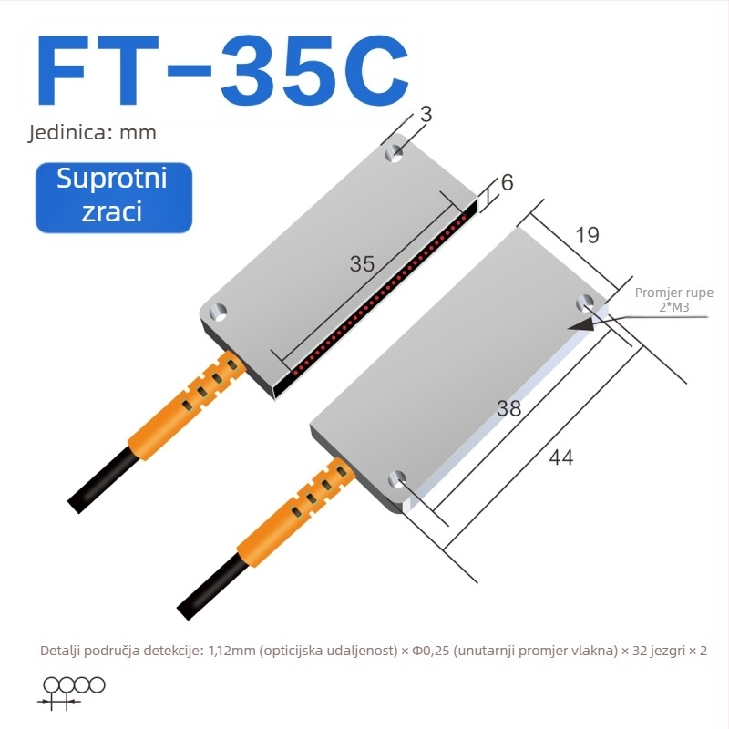 Through-beam optički vlaknasti matriks senzor pojačalo za otkrivanje područja, difuzno odražavanje