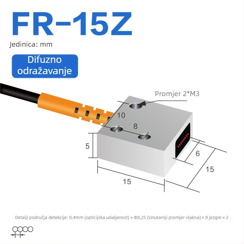 Through-beam optički vlaknasti matriks senzor pojačalo za otkrivanje područja, difuzno odražavanje