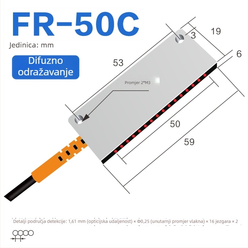 Through-beam optički vlaknasti matriks senzor pojačalo za otkrivanje područja, difuzno odražavanje