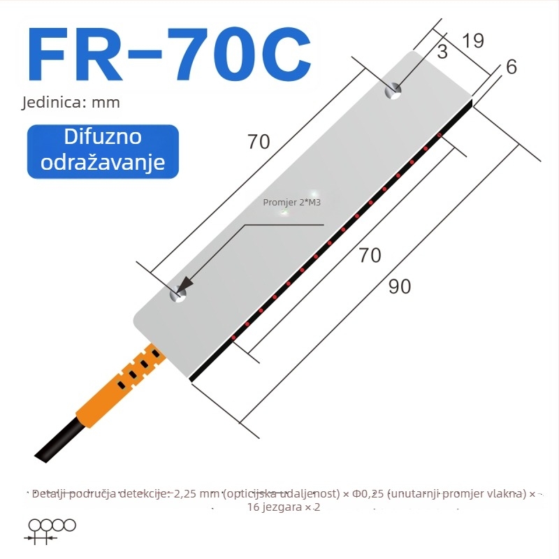 Through-beam optički vlaknasti matriks senzor pojačalo za otkrivanje područja, difuzno odražavanje