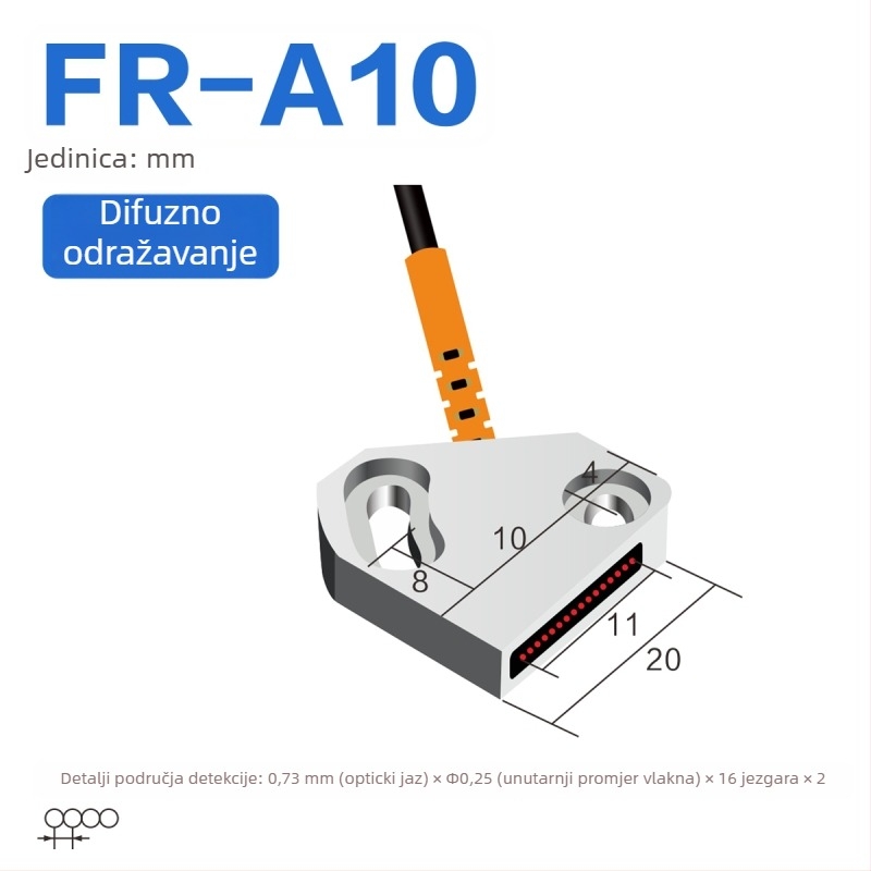 Through-beam optički vlaknasti matriks senzor pojačalo za otkrivanje područja, difuzno odražavanje
