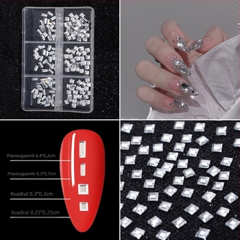 Poshman kristali za nokte, Princess Series, Flat Bottom Drill, Bow & Butterfly uzorak, sladak stil