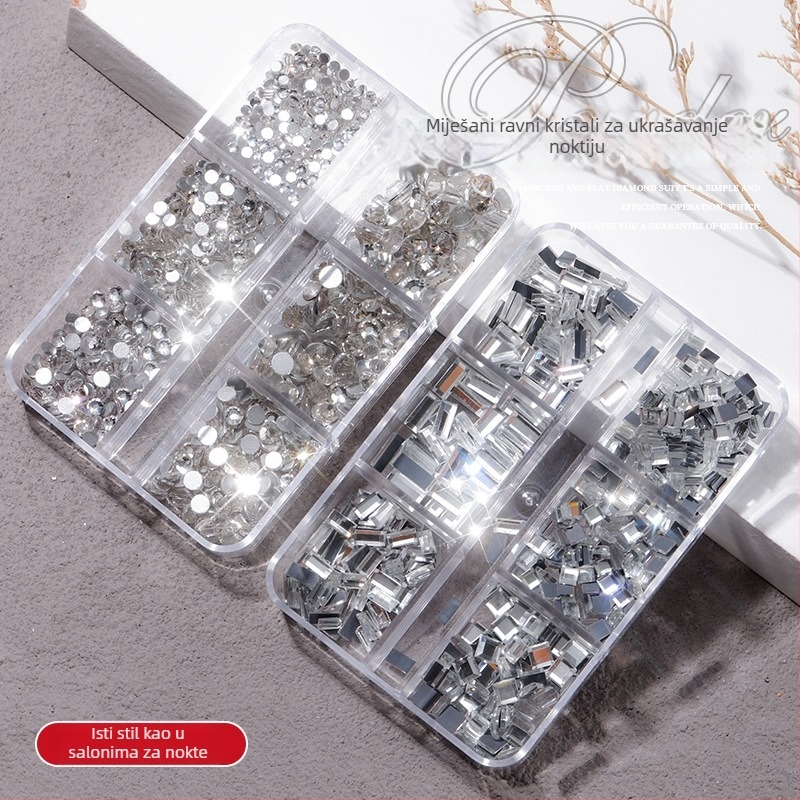 Poshman kristali za nokte, Princess Series, Flat Bottom Drill, Bow & Butterfly uzorak, sladak stil