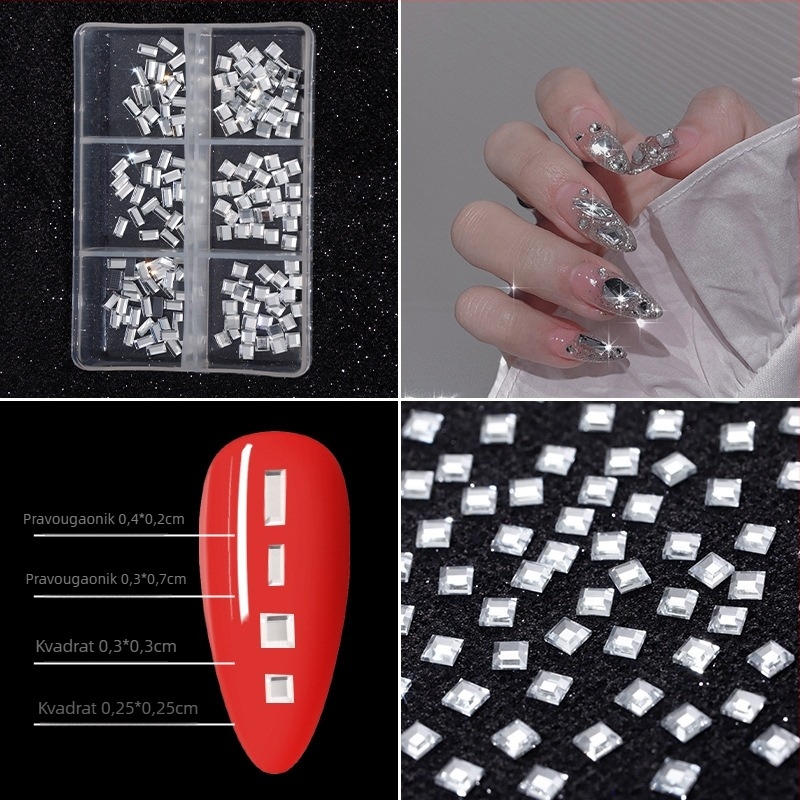 Poshman kristali za nokte, Princess Series, Flat Bottom Drill, Bow & Butterfly uzorak, sladak stil