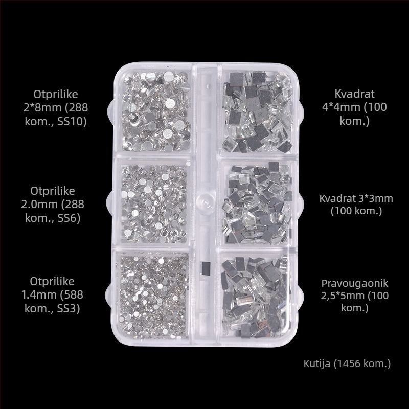 Poshman kristali za nokte, Princess Series, Flat Bottom Drill, Bow & Butterfly uzorak, sladak stil