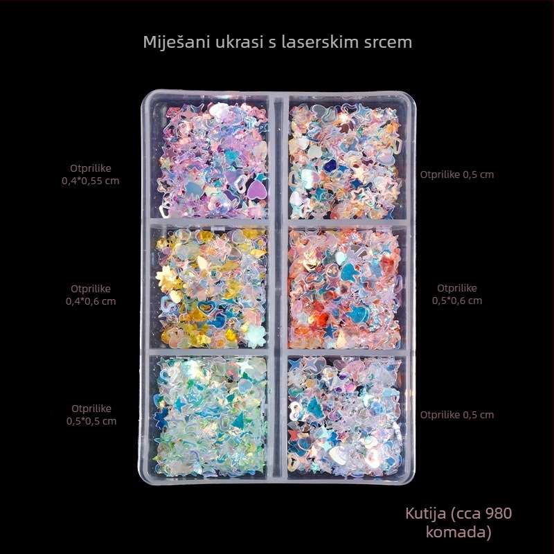 Poshman kristali za nokte, Princess Series, Flat Bottom Drill, Bow & Butterfly uzorak, sladak stil