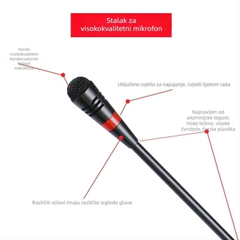 Gooseneck konferencijski mikrofon s trojpinim četverokonduktorskim avionskim priključkom, kabelski, 20Hz-20kHz, SNR ≥70dB