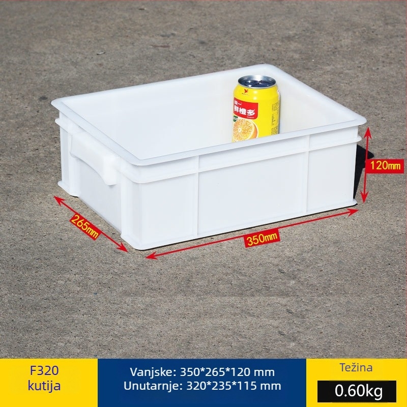 Plastična kutija za skladištenje s poklopcem, model White turnover box; kapacitet 1000 l ili više; ručna prijenos; moguć tisak logotipa; bez montaže