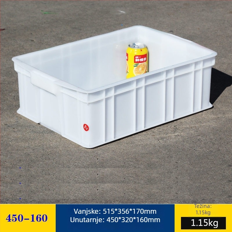 Plastična kutija za skladištenje s poklopcem, model White turnover box; kapacitet 1000 l ili više; ručna prijenos; moguć tisak logotipa; bez montaže