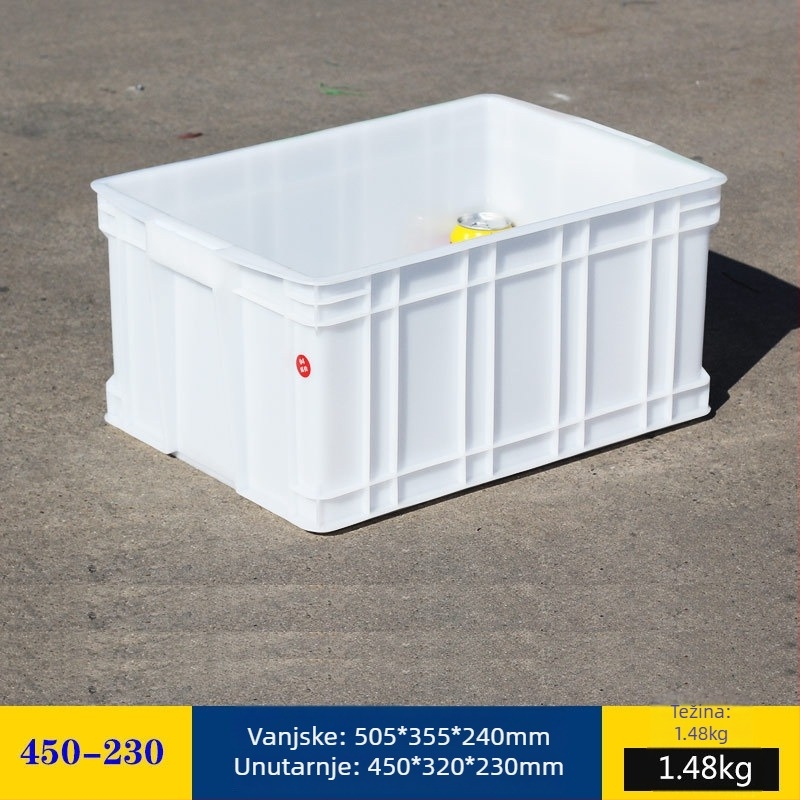 Plastična kutija za skladištenje s poklopcem, model White turnover box; kapacitet 1000 l ili više; ručna prijenos; moguć tisak logotipa; bez montaže