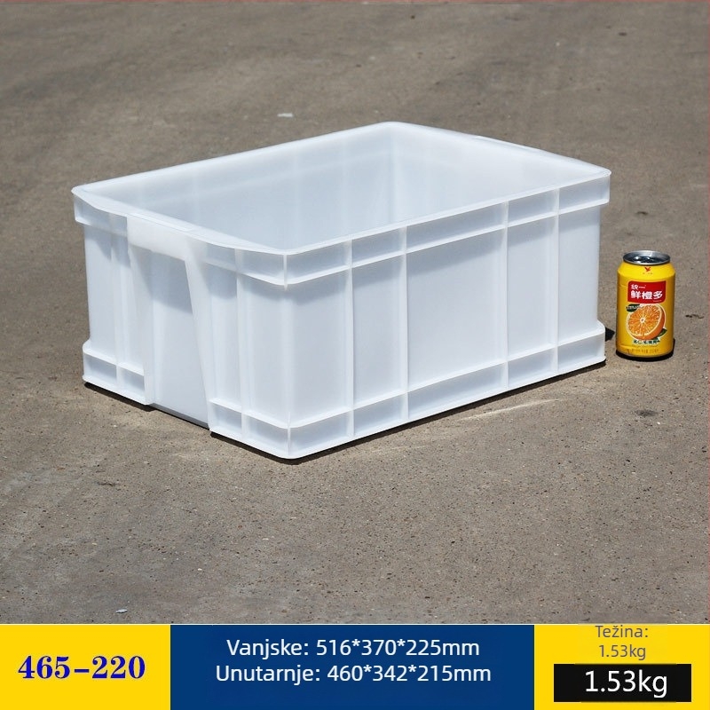 Plastična kutija za skladištenje s poklopcem, model White turnover box; kapacitet 1000 l ili više; ručna prijenos; moguć tisak logotipa; bez montaže