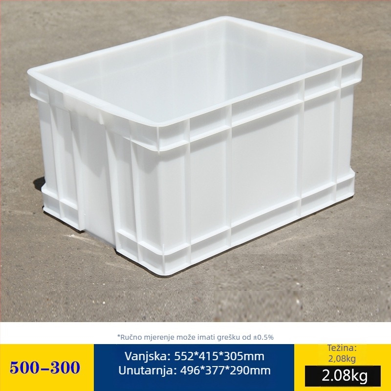 Plastična kutija za skladištenje s poklopcem, model White turnover box; kapacitet 1000 l ili više; ručna prijenos; moguć tisak logotipa; bez montaže