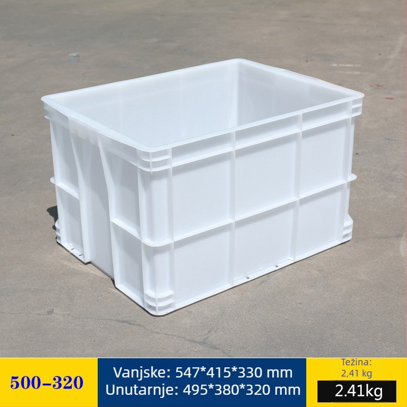 Plastična kutija za skladištenje s poklopcem, model White turnover box; kapacitet 1000 l ili više; ručna prijenos; moguć tisak logotipa; bez montaže