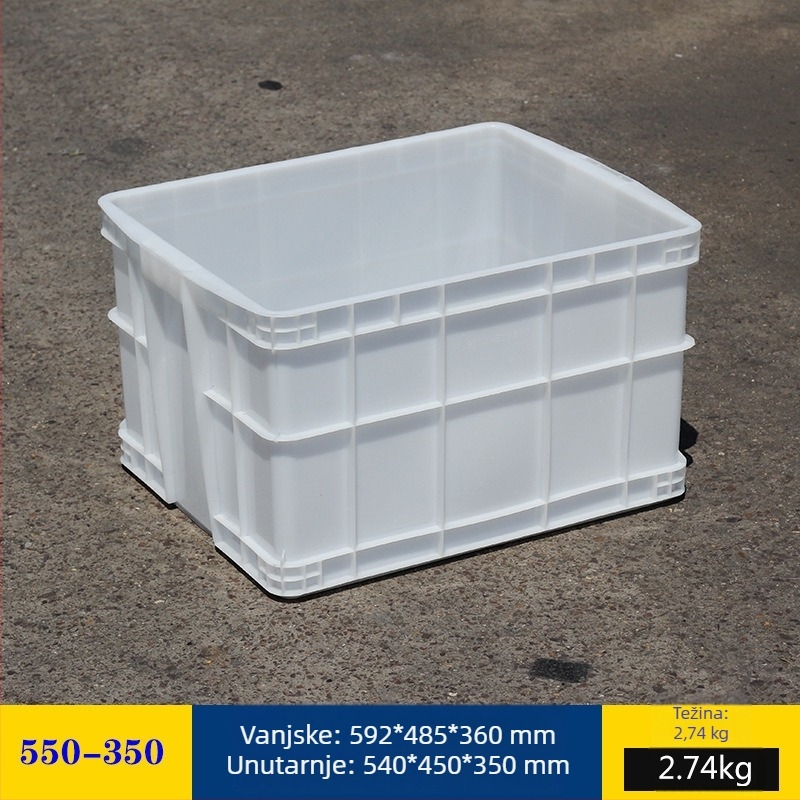 Plastična kutija za skladištenje s poklopcem, model White turnover box; kapacitet 1000 l ili više; ručna prijenos; moguć tisak logotipa; bez montaže