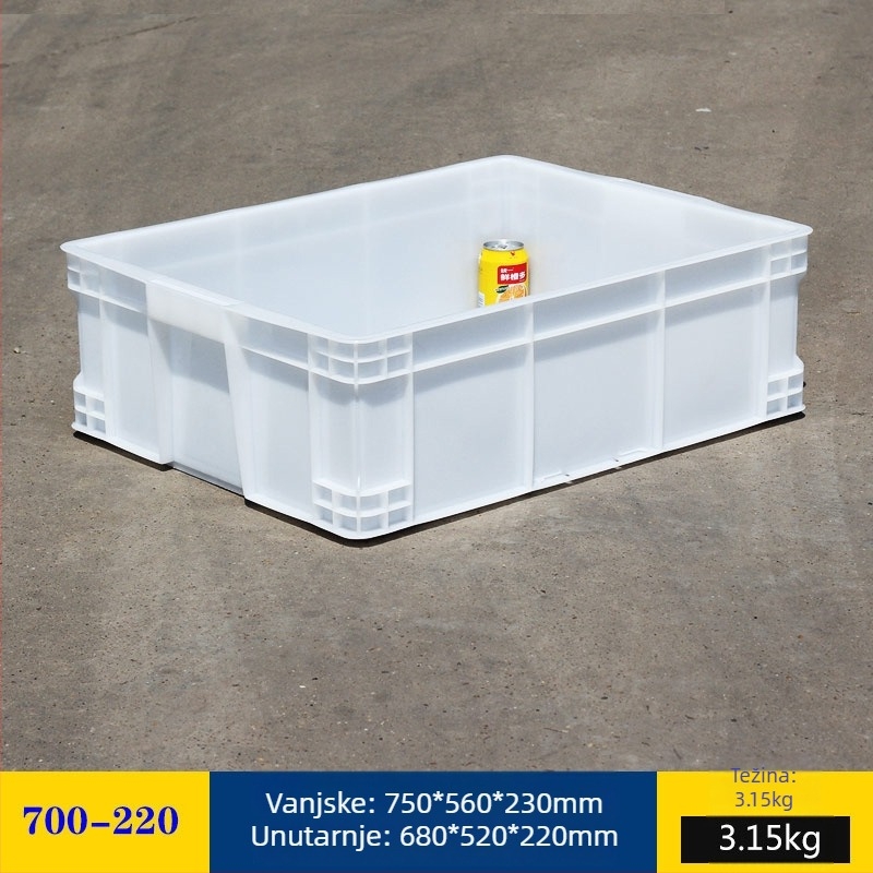Plastična kutija za skladištenje s poklopcem, model White turnover box; kapacitet 1000 l ili više; ručna prijenos; moguć tisak logotipa; bez montaže