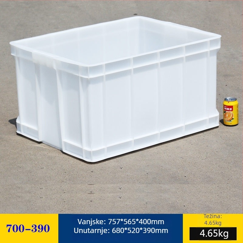 Plastična kutija za skladištenje s poklopcem, model White turnover box; kapacitet 1000 l ili više; ručna prijenos; moguć tisak logotipa; bez montaže