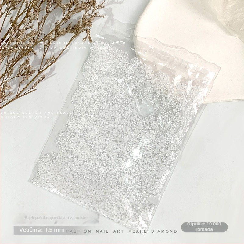 Rose forest set perli za nokte — polukružne ravne perle, Materijali: plast, perla, smola, Uzorak: cvijeće, ljubav, kap vode