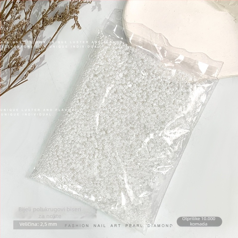 Rose forest set perli za nokte — polukružne ravne perle, Materijali: plast, perla, smola, Uzorak: cvijeće, ljubav, kap vode