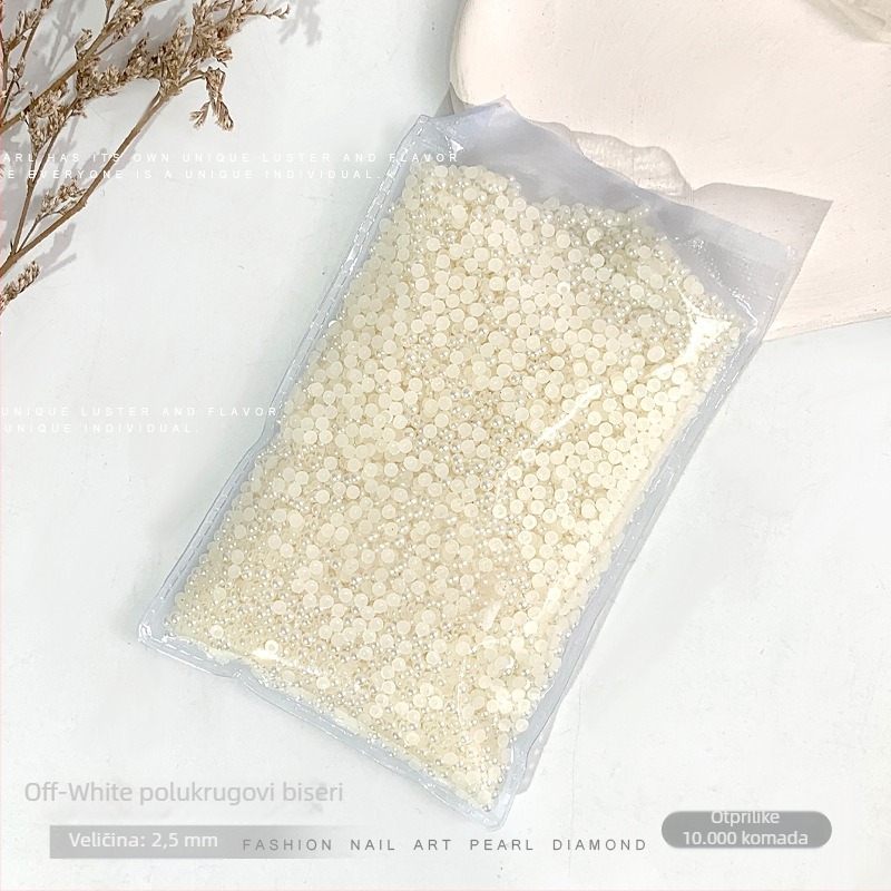 Rose forest set perli za nokte — polukružne ravne perle, Materijali: plast, perla, smola, Uzorak: cvijeće, ljubav, kap vode