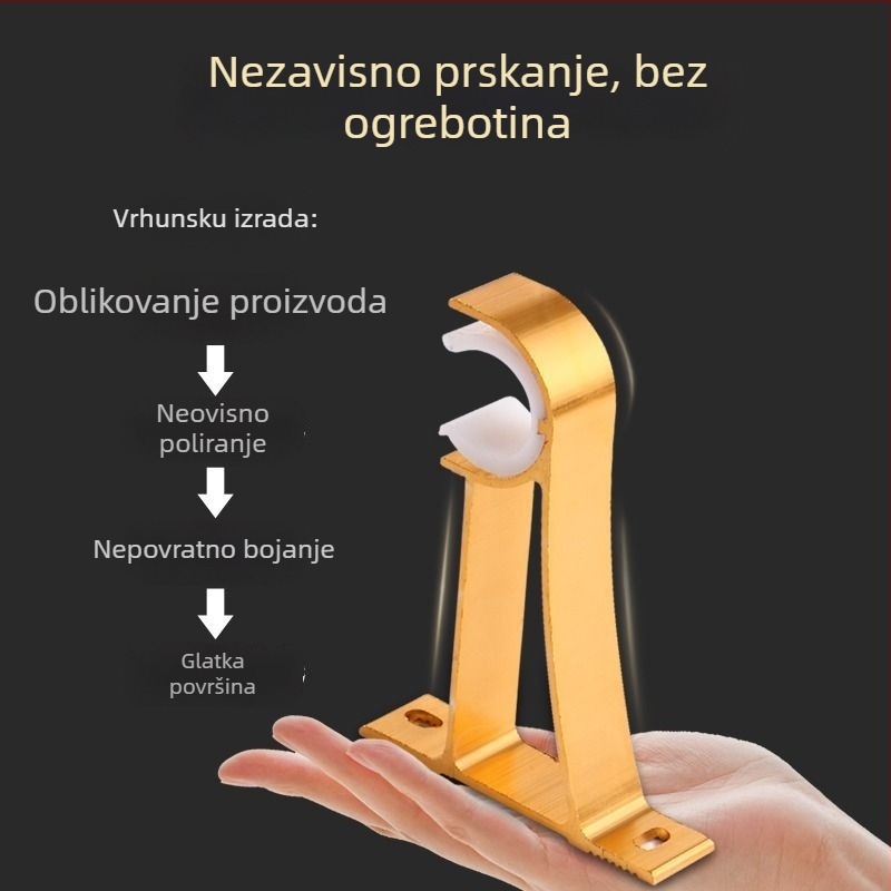 Držač za zavjese, aluminijska legura, rimski štapić, zidni, dvostruki štapić