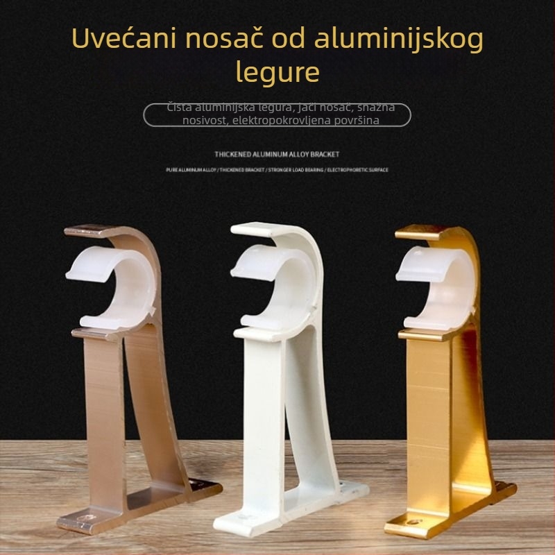 Držač za zavjese, aluminijska legura, rimski štapić, zidni, dvostruki štapić