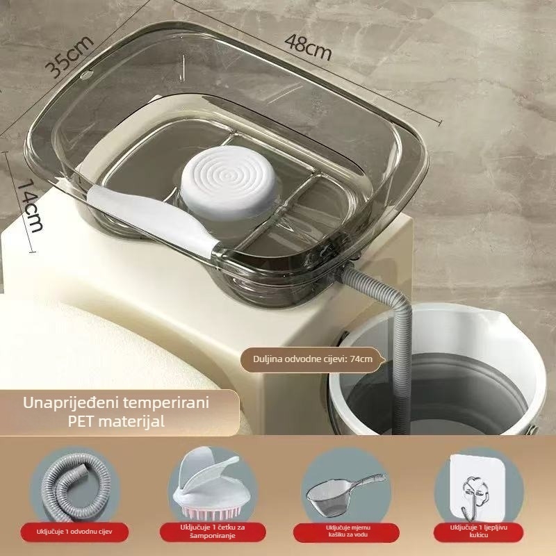 Kućni plastični bazen za pranje kose u ležećem položaju — za starije osobe, trudnice i njegovanje na krevetu (Materijal: Plastika; Marka: Drugo; Specifikacija: 1)