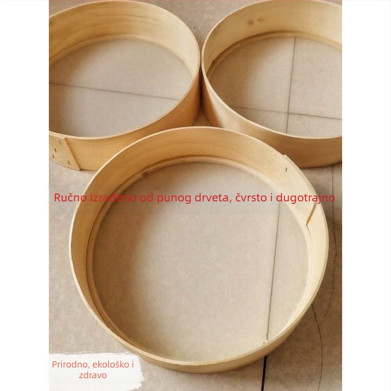 Ručni drveni sito za brašno s okruglim košarom – seoski stil