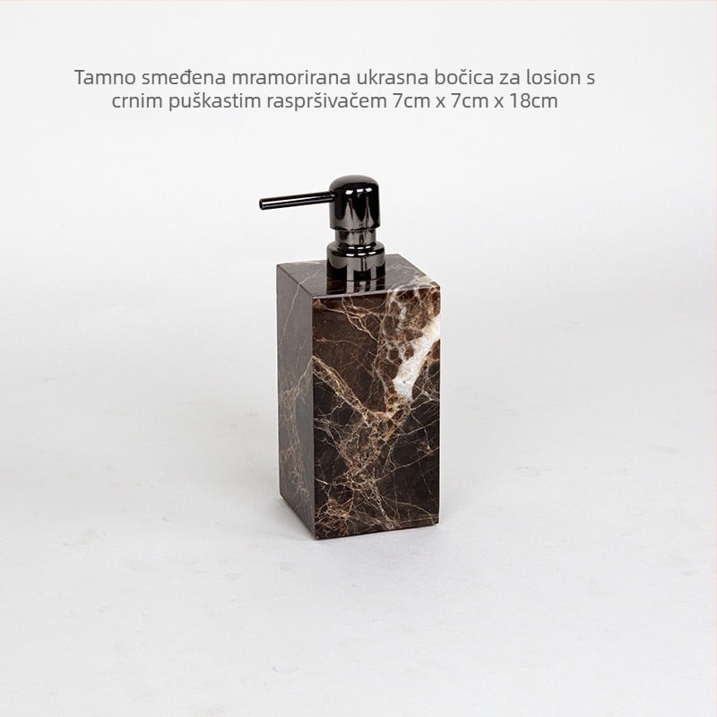 Šestdijelni mramorni set za kupaonicu s dekorativnim pladnjem, mogućnost otiska logotipa i prilagodba