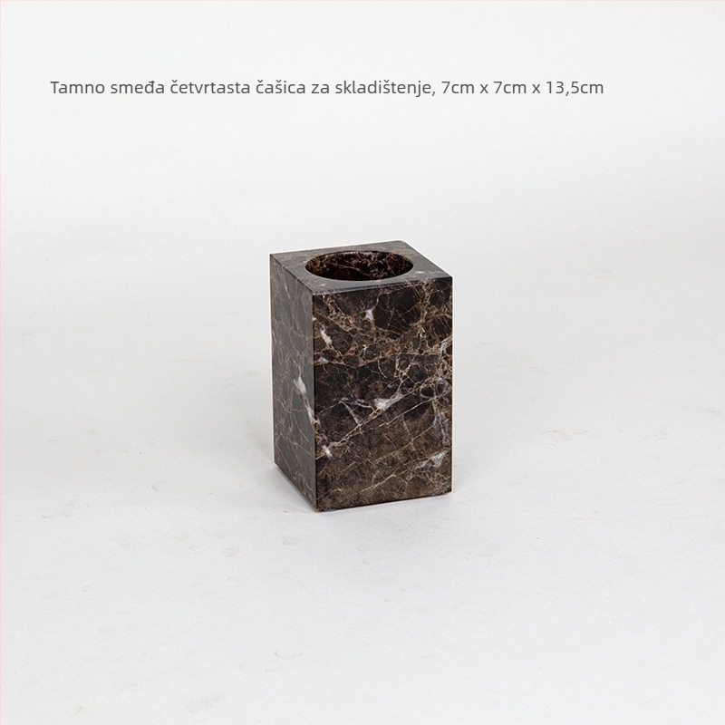 Šestdijelni mramorni set za kupaonicu s dekorativnim pladnjem, mogućnost otiska logotipa i prilagodba