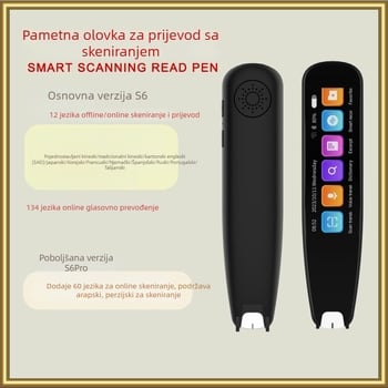 Inteligentna višenamjenska skenirajuća olovka s prevoditeljem — offline prijevod, Bluetooth, domet 10 m, način rada gumb/touch/skeniranje, skeniranje prijevoda, glasovni online prijevod, snimanje prijevoda
