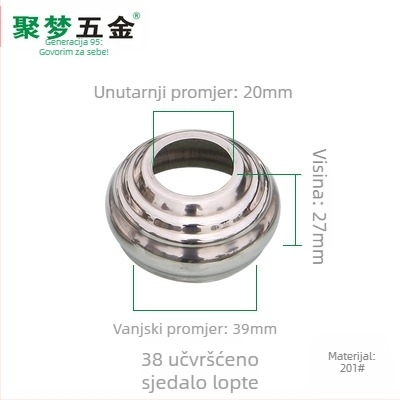 Nehrđajući čelična baza za zastavu i držač, model 25–120 mm, elektroplatiranje, moderni stil