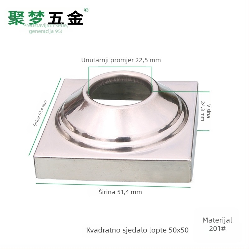 Nehrđajući čelična baza za zastavu i držač, model 25–120 mm, elektroplatiranje, moderni stil