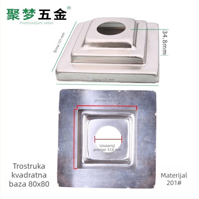 Nehrđajući čelična baza za zastavu i držač, model 25–120 mm, elektroplatiranje, moderni stil