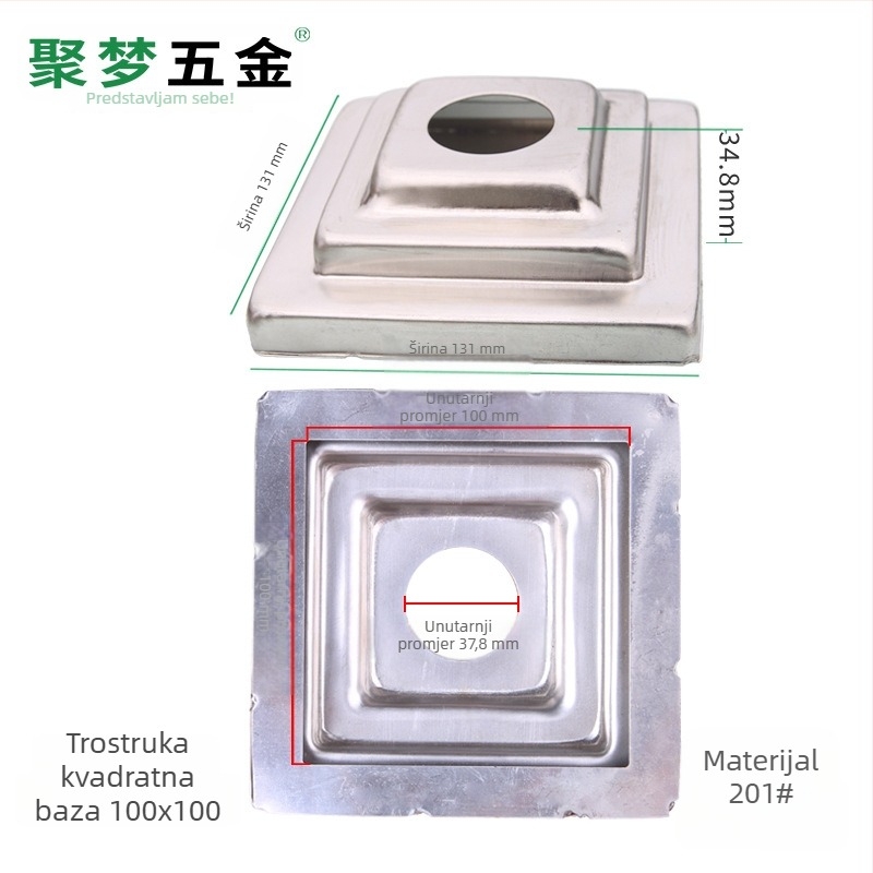 Nehrđajući čelična baza za zastavu i držač, model 25–120 mm, elektroplatiranje, moderni stil
