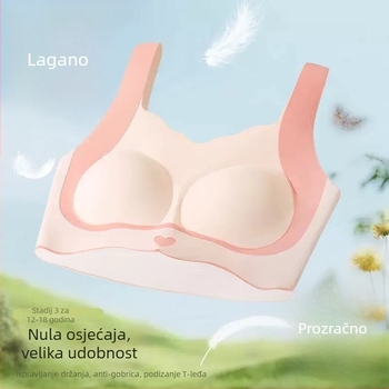 Bezšivna grudnjaka u kontrastnoj boji, podizanje i ispravljanje držanja, s fiksnom jednim košaricom, za tinejdžerice 8–18 godina.