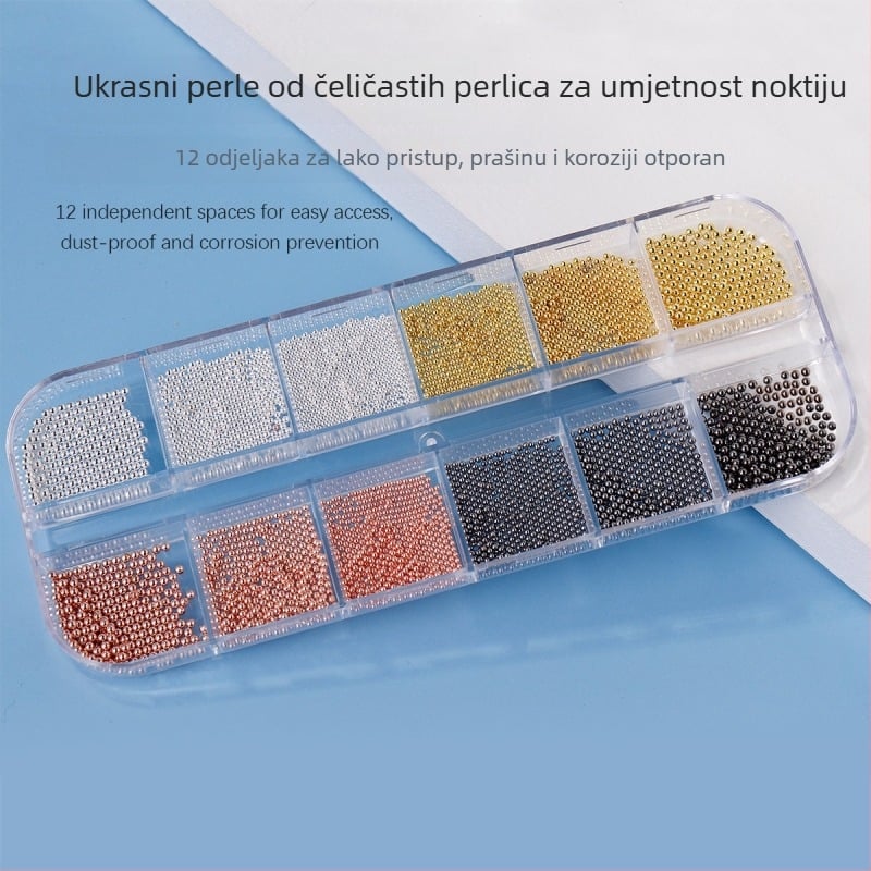Monja set metalnih perlica za nokte, u kutiji s dugim trakama, uzorak Candy, 67 g