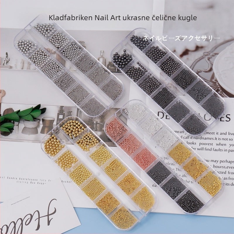 Monja set metalnih perlica za nokte, u kutiji s dugim trakama, uzorak Candy, 67 g