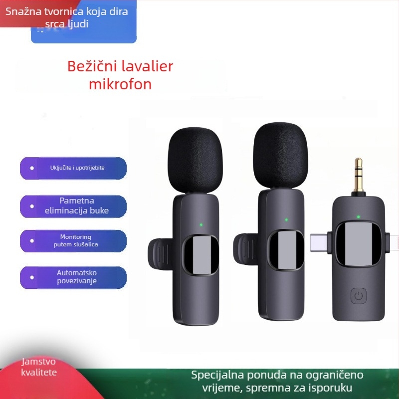 Lavalier mikrofon s klipsom – dinamička kapsula, redukcija šuma, model K35, SNR ≥70 dB, preklopna usmjerenost