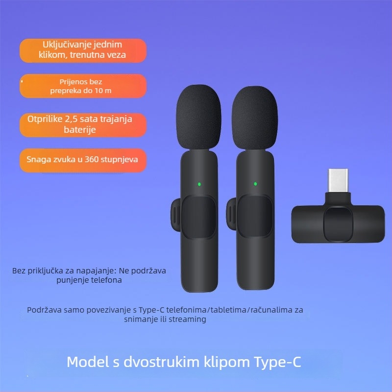 Lavalier mikrofon s klipsom – dinamička kapsula, redukcija šuma, model K35, SNR ≥70 dB, preklopna usmjerenost