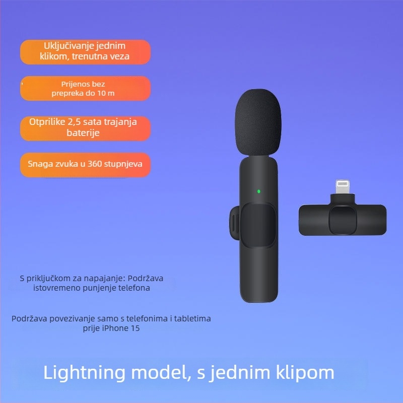 Lavalier mikrofon s klipsom – dinamička kapsula, redukcija šuma, model K35, SNR ≥70 dB, preklopna usmjerenost