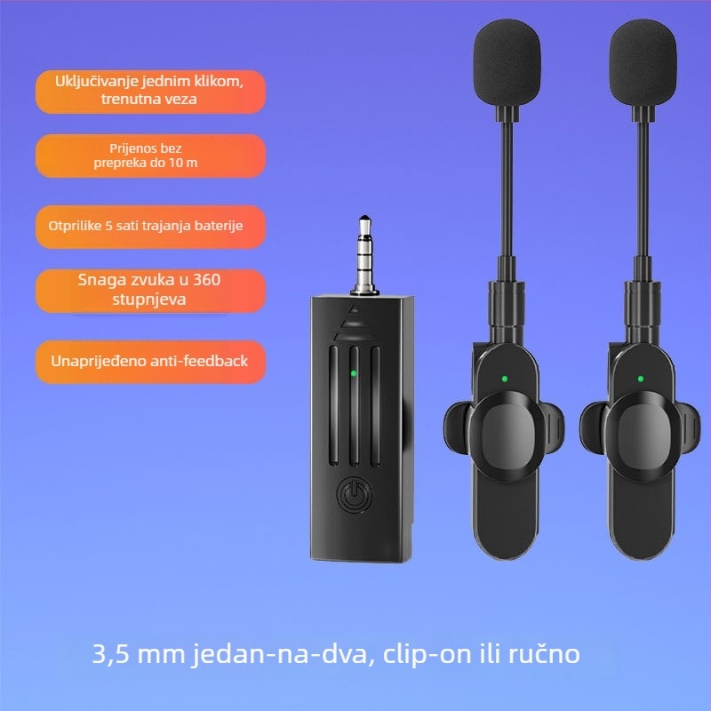 Lavalier mikrofon s klipsom – dinamička kapsula, redukcija šuma, model K35, SNR ≥70 dB, preklopna usmjerenost