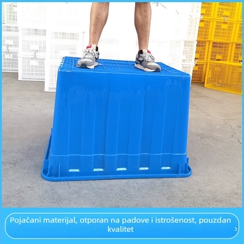 Akvakulturna plastična vodena posuda, PE, injekcijskim formiranjem, visoke čvrstoće, s poklopcem i mogućnošću kotačića; unutarnje dimenzije 950×720×660 mm; debljina stijene 4 mm; nosivost 50 kg; neto težina 9,8 kg