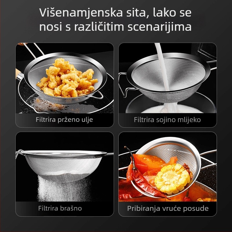 Nehrđajuće čelično sito za brašno s mrežom, ručno, za uklanjanje ulja i pjene, filtr za sojino mlijeko