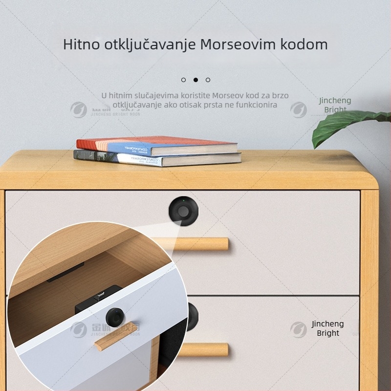 Pametna elektronička brava za namještaj — za ladice, model F039S, ABS materijal, 20 otisaka prstiju