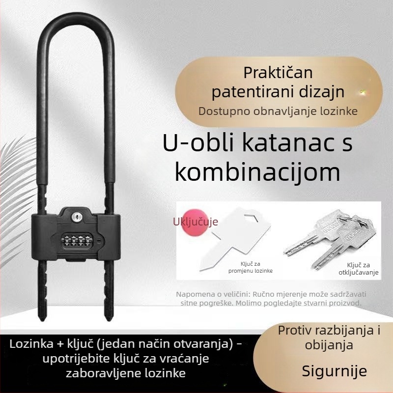 U-oblik katanc s kodom za ulazna i sigurnosna vrata, za dom i staklena vrata u uredu, dvostruka namjena